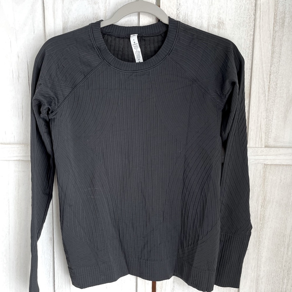 lululemon athletica Black Ribbed Long Sleeve Top